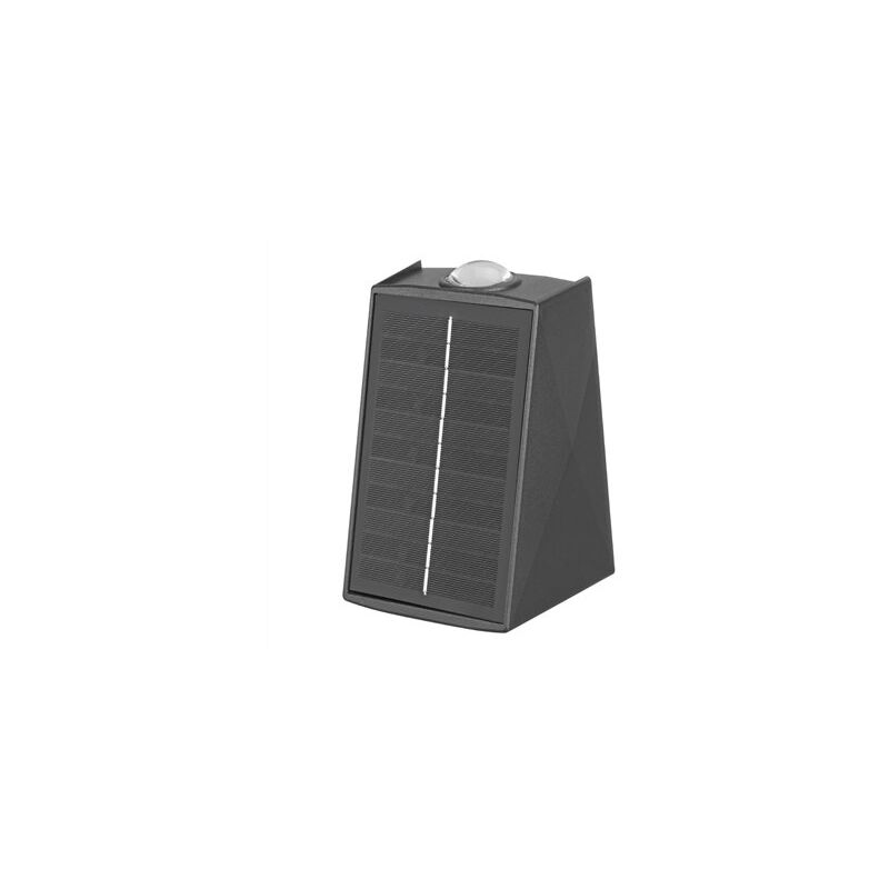 foto del prodotto applique solare a led ricaricabile con 2 led con sensore crepuscolare 2w 3000k 100lm ip65 colore nero