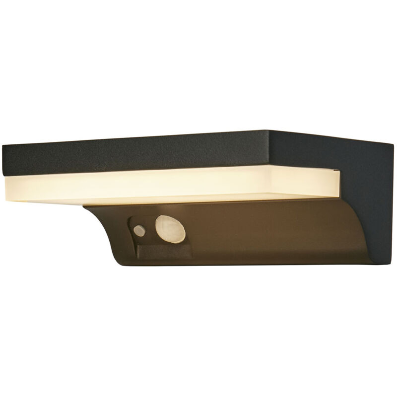 foto del prodotto applique solare alluminio nero policarbonato bianco led 2w 3000k luce bassa