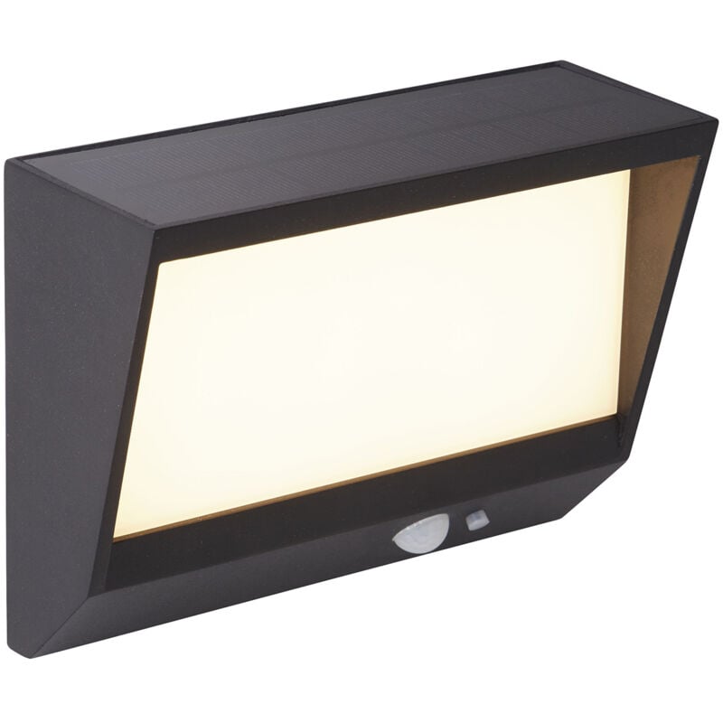 foto del prodotto applique solare alluminio nero policarbonato bianco led 2w 3000k orizzontale
