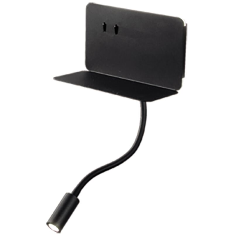 foto del prodotto applique stan 20 cm in metallo con retroilluminazione led e caricatore usb nero