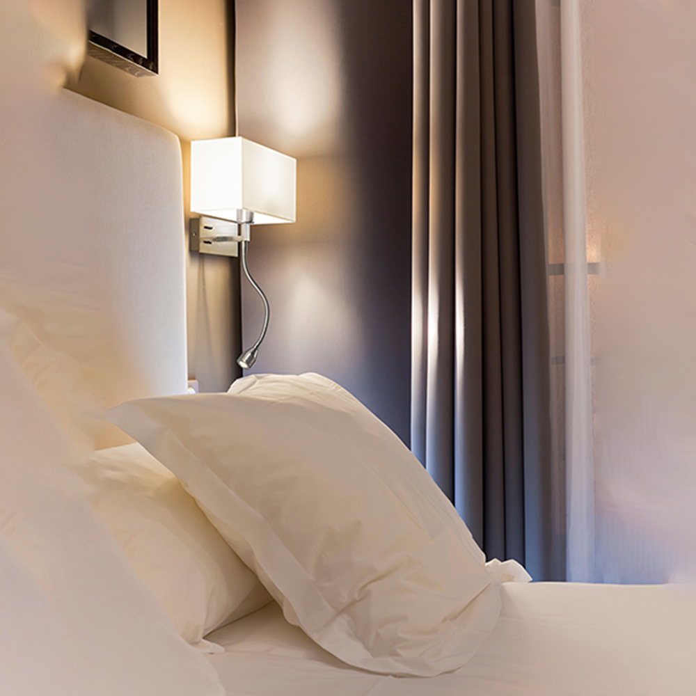 foto del prodotto applique sx contemporanea para hotel metallo cromo tessuto 1 luce e14