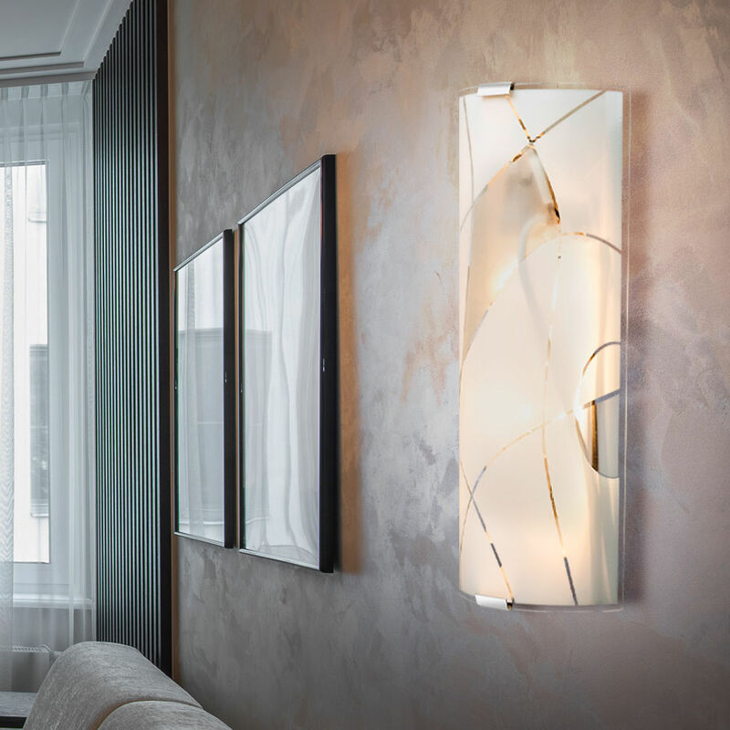 foto del prodotto applique vetro soggiorno sala pranzo illuminazione cromo faretti decoro linee lampada satinato globo 40403w1