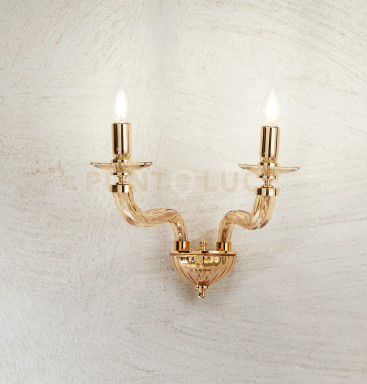 foto del prodotto applique villa 2 luci ambra e oro attacco e14