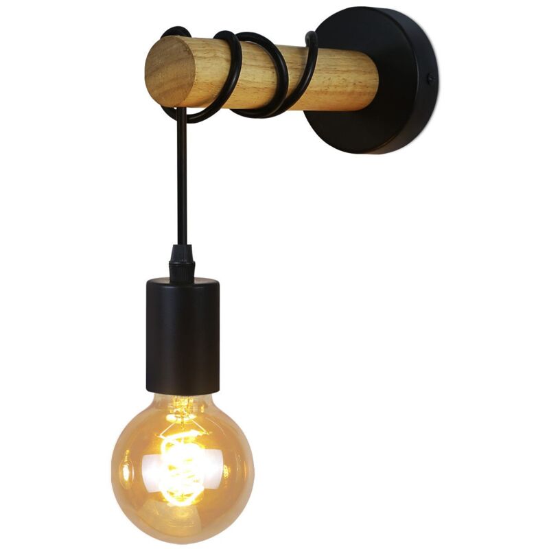 foto del prodotto applique vintage en bois retro noir industriel e27 applique rustique d int rieur pour chambre coucher hall d entr e escalier salon sans ampoule