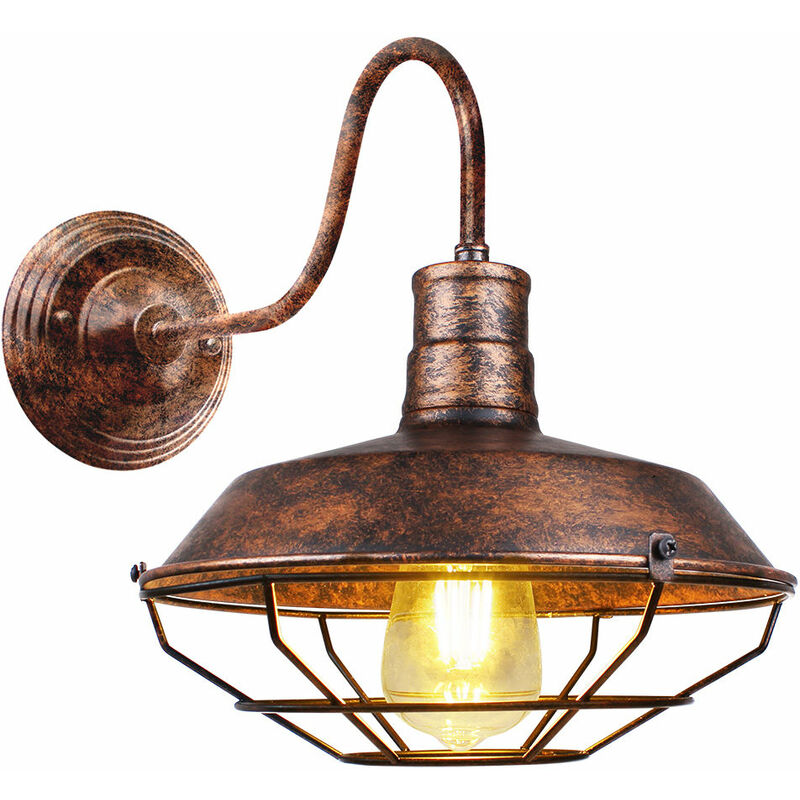 foto del prodotto applique vintage, lampada da parete in ferro industriale stile, illuminazione con gabbia edison per camera da letto cucina corridoio caff bar