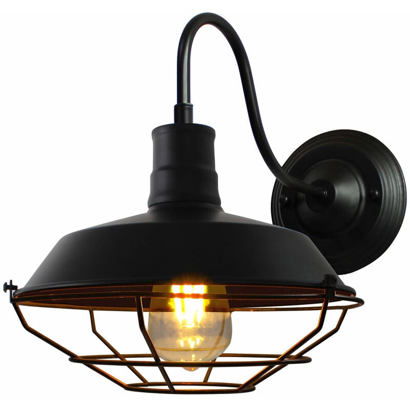 foto del prodotto applique vintage, lampada da parete in ferro industriale stile, illuminazione con gabbia edison per camera da letto cucina corridoio caff bar nero 