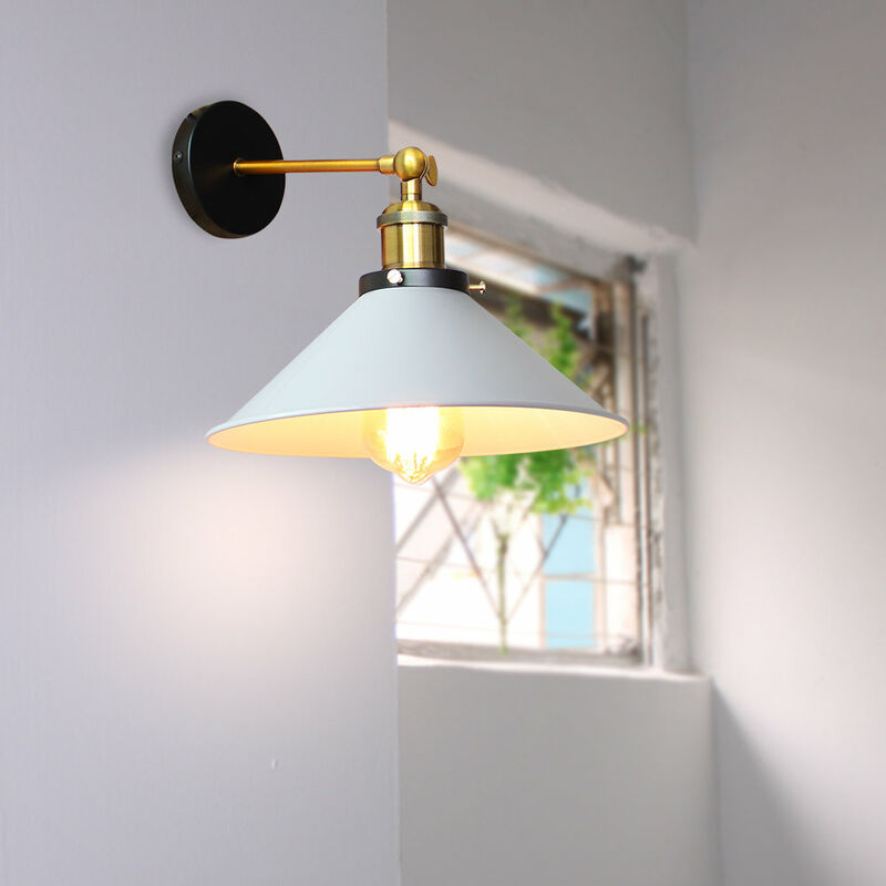 foto del prodotto applique vintage, lampada da parete regolabile 180 industriale stile, applique da interni con 22cm paralume edison per camera da letto cucina