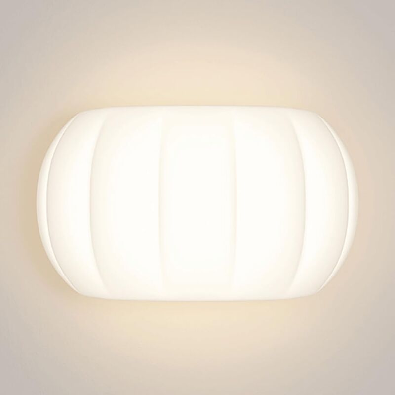 foto del prodotto applique zucca bianca, lampada da parete in acrilico, moderna applique led, applique decorative per camerette per bambini