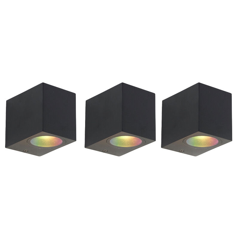 foto del prodotto appliques baleno moderno acciaio inossidabile nero quadrato gu10 max. 3 x 4.7 watt qazqa