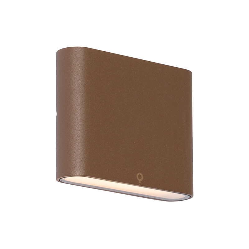 foto del prodotto appliques batt moderno alluminio,vetro ruggine allungato non sostituibile led max. 2 x 9 watt qazqa