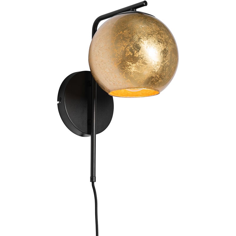 foto del prodotto appliques bert design vetro,acciaio oro ottone nero tondo max. 1 x watt qazqa