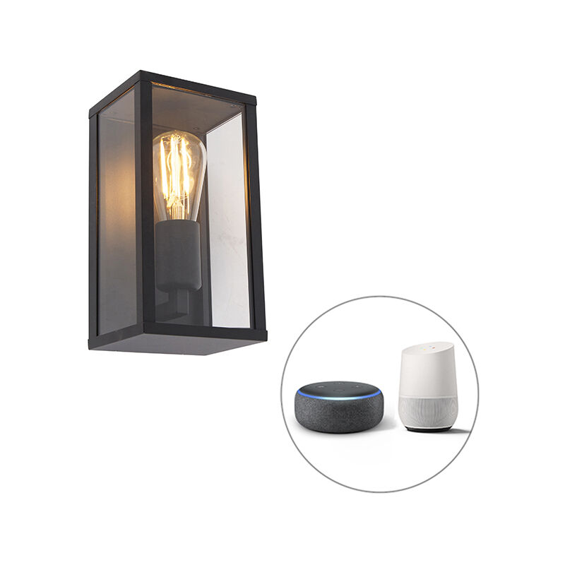 foto del prodotto appliques charlois industriale alluminio,vetro nero trasparente oblungo e27 max. 1 x 7 watt qazqa