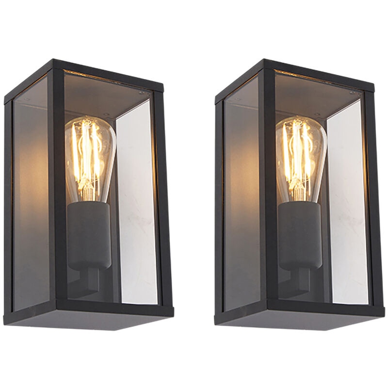 foto del prodotto appliques charlois industriale alluminio,vetro nero trasparente oblungo max. 1 x watt qazqa