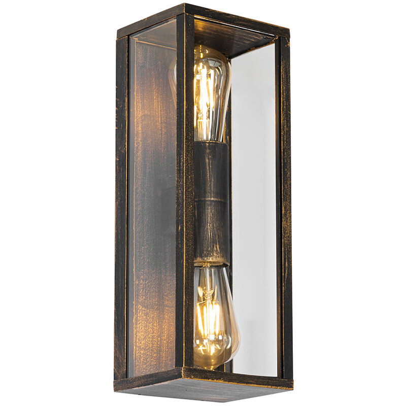 foto del prodotto appliques charlois industriale alluminio,vetro oro ottone oblungo max. 2 x watt qazqa