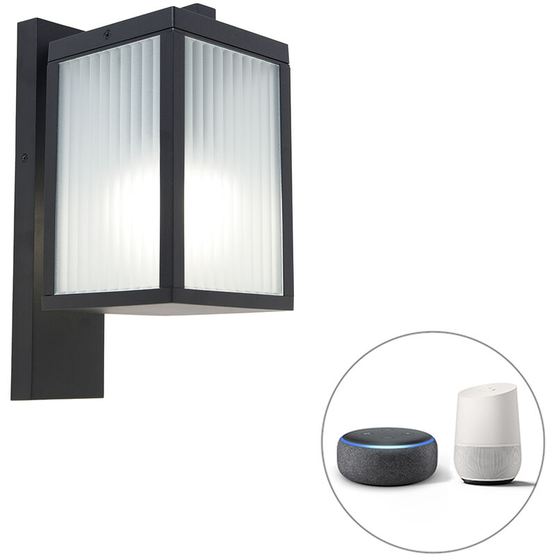 foto del prodotto appliques charlois moderno alluminio,vetro nero allungato e27 max. 1 x 8.5 watt qazqa