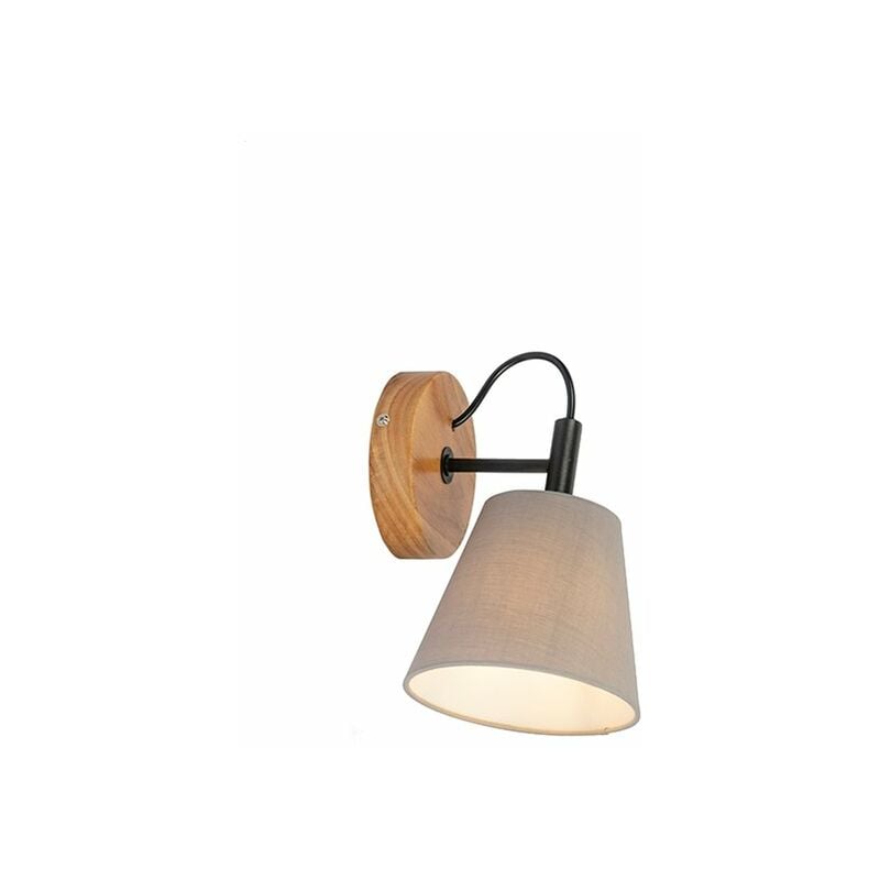 foto del prodotto appliques cupy rustico tessuto,legno grigio nero beige tondo max. 1 x watt qazqa