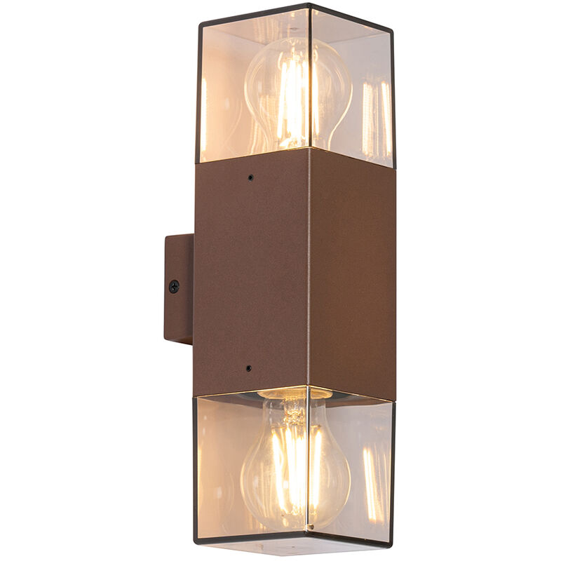 foto del prodotto appliques denmark industriale alluminio,plastico ruggine grigio oblungo max. 2 x watt qazqa