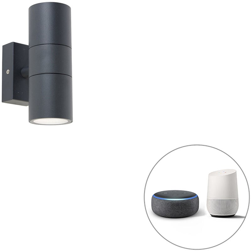 foto del prodotto appliques duo moderno acciaio inossidabile grigio scuro tondo gu10 max. 2 x 4.5 watt qazqa