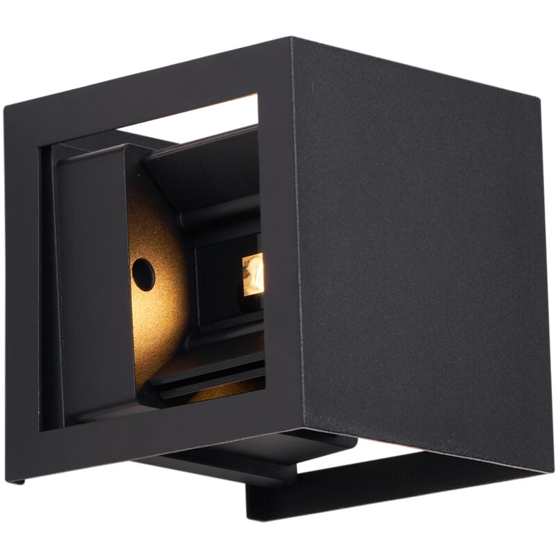 foto del prodotto appliques edwin quadro moderno metallo,vetro nero cubo non sostituibile led max. 4 x 6 watt qazqa