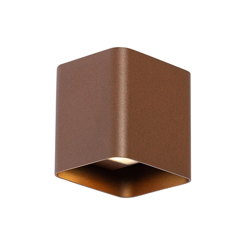 foto del prodotto appliques evi moderno alluminio,vetro ruggine quadrato non sostituibile led max. 2 x 3.1 watt qazqa