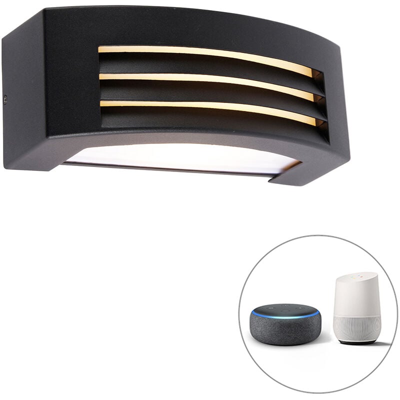 foto del prodotto appliques hurricane moderno acciaio inossidabile,plastico nero bianco allungato e27 max. 1 x 4.9 watt qazqa