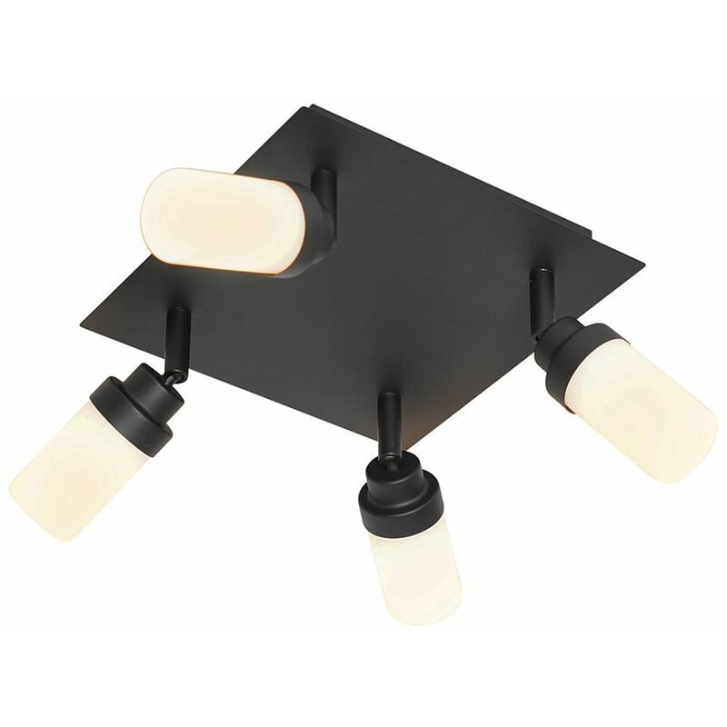 foto del prodotto appliques japie - moderno - acciaio,vetro - nero bianco - quadrato max. 4 x watt - qazqa