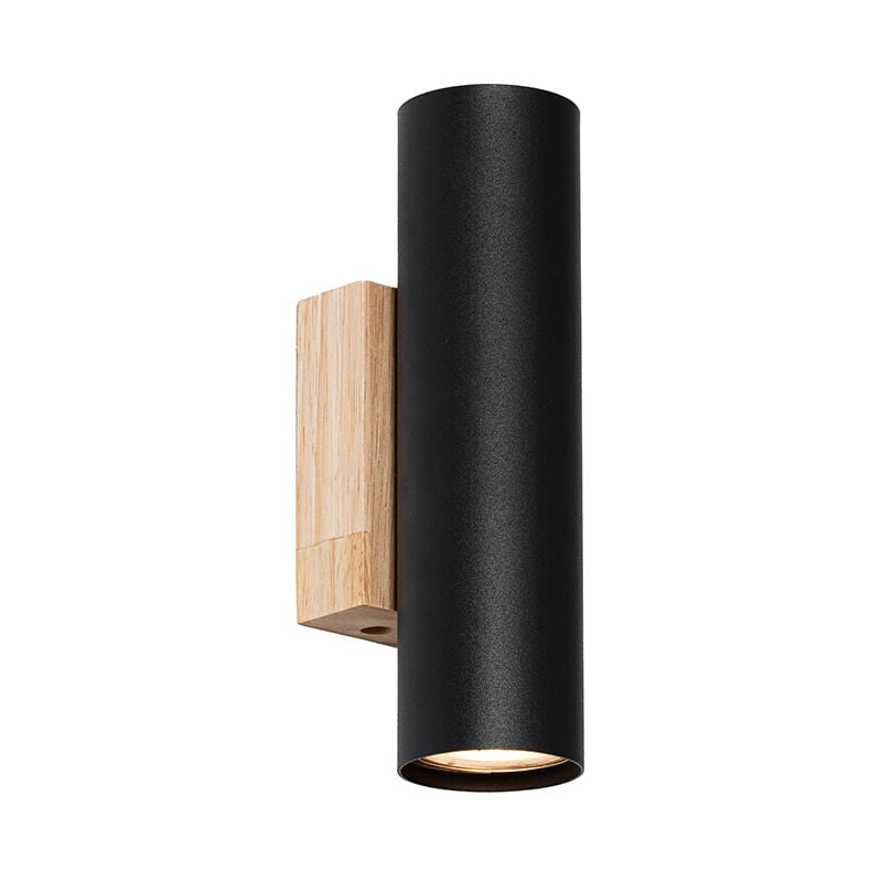 foto del prodotto appliques jeana moderno acciaio,legno legno nero cilindro max. 2 x watt qazqa