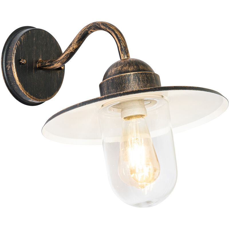 foto del prodotto appliques kansas rustico acciaio,vetro nero oro tondo max. 1 x watt qazqa