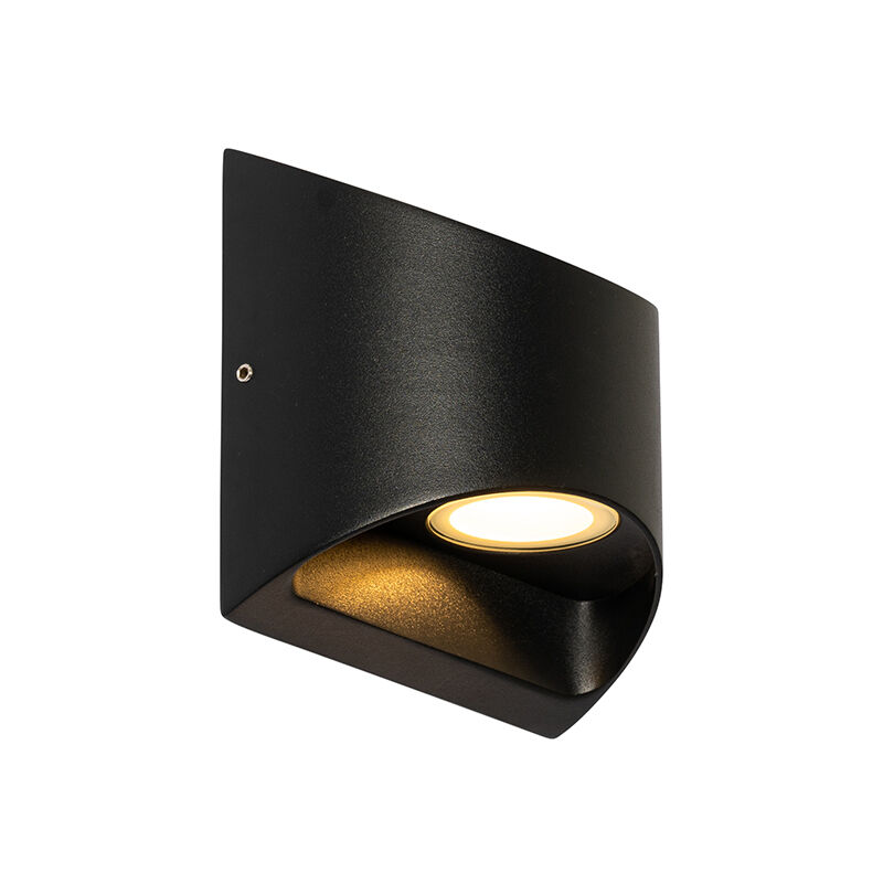 foto del prodotto appliques mal moderno alluminio,vetro nero tondo non sostituibile led max. 2 x 3.1 watt qazqa