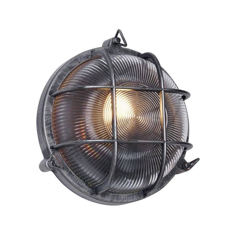 foto del prodotto appliques nautica industriale alluminio,vetro argento trasparente tondo max. 1 x watt qazqa