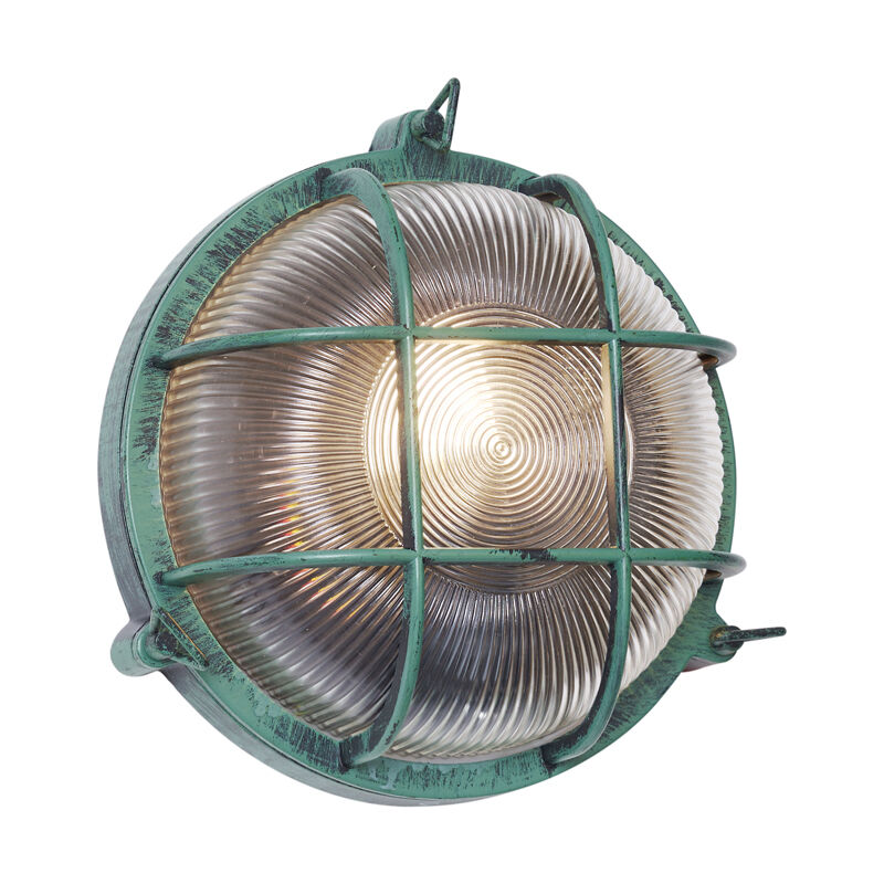 foto del prodotto appliques nautica industriale alluminio,vetro verde trasparente tondo max. 1 x watt qazqa