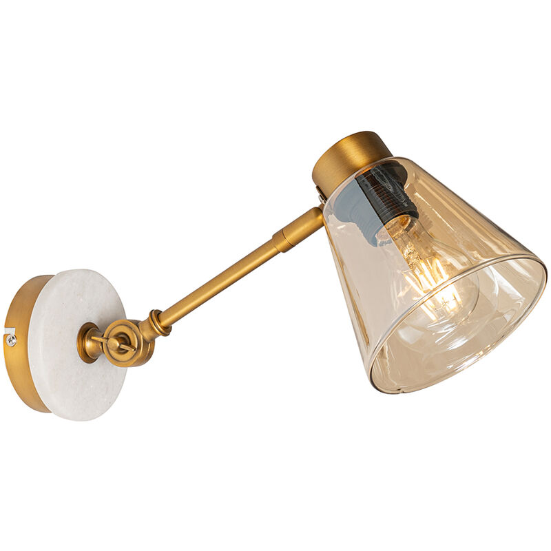 foto del prodotto appliques nina art d co vetro,acciaio,marmo bronzo bianco tondo max. 1 x watt qazqa