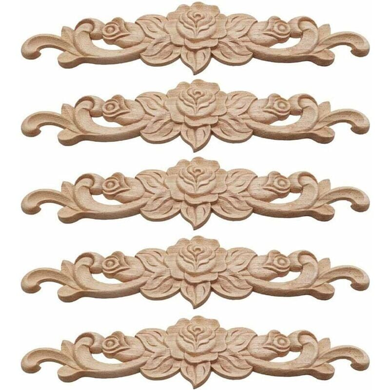 foto del prodotto appliques non verniciate applique per armadi con cornice applique per intarsi lunghi applique intagliate in legno non verniciate decalcomanie fai da