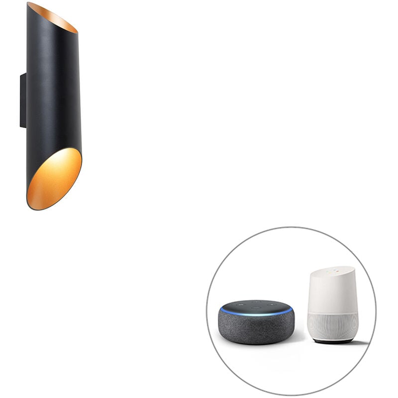 foto del prodotto appliques organa moderno alluminio nero oro cilindro gu10 max. 2 x 4.5 watt qazqa