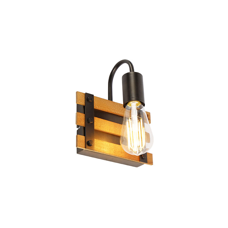 foto del prodotto appliques paleta industriale legno,acciaio marrone allungato max. 1 x watt qazqa