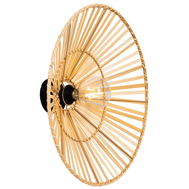 foto del prodotto appliques pua orientale bamboo,acciaio legno nero tondo max. 1 x watt qazqa