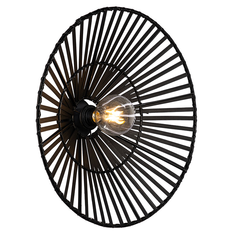 foto del prodotto appliques pua orientale bamboo,acciaio nero tondo max. 1 x watt qazqa
