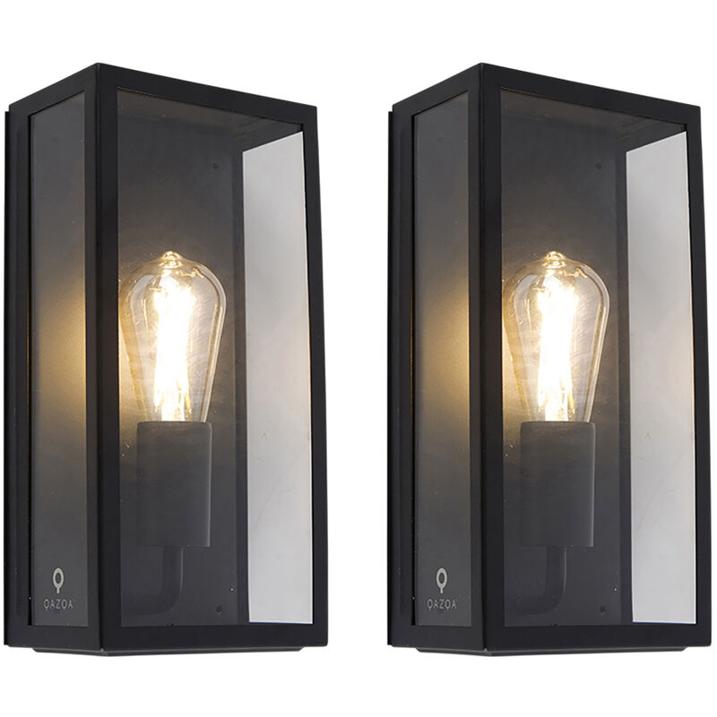 foto del prodotto appliques rotterdam moderno acciaio inossidabile,vetro nero allungato max. 1 x watt qazqa