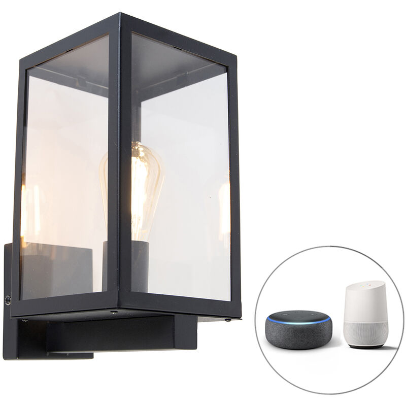foto del prodotto appliques rotterdam moderno alluminio,vetro nero trasparente oblungo allungato e27 max. 1 x 7 watt qazqa
