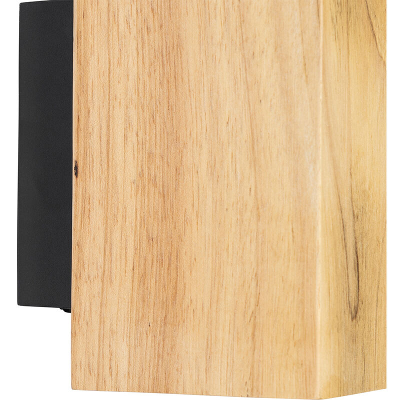 foto del prodotto appliques sandy rustico legno,acciaio legno nero allungato max. 2 x watt qazqa