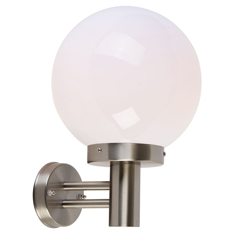 foto del prodotto appliques sfera moderno plastico,acciaio inossidabile bianco acciaio tondo max. 1 x watt qazqa
