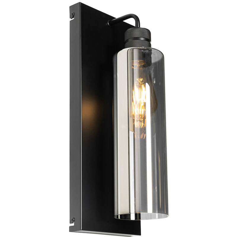 foto del prodotto appliques stavelot moderno acciaio,vetro nero grigio oblungo max. 1 x watt qazqa