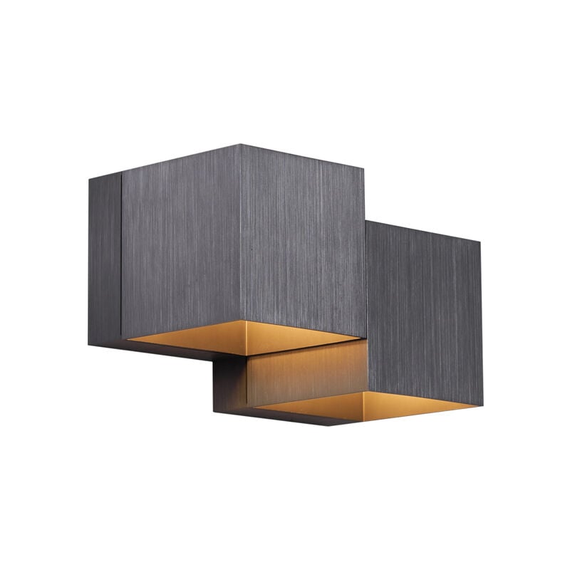 foto del prodotto appliques transfer double moderno alluminio gunmetal alltri quadrato max. 2 x watt qazqa