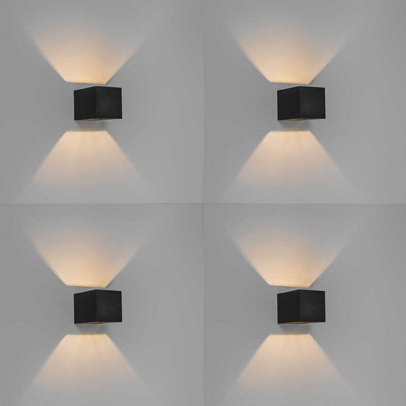 foto del prodotto appliques transfer moderno alluminio nero quadrato max. 1 x watt qazqa