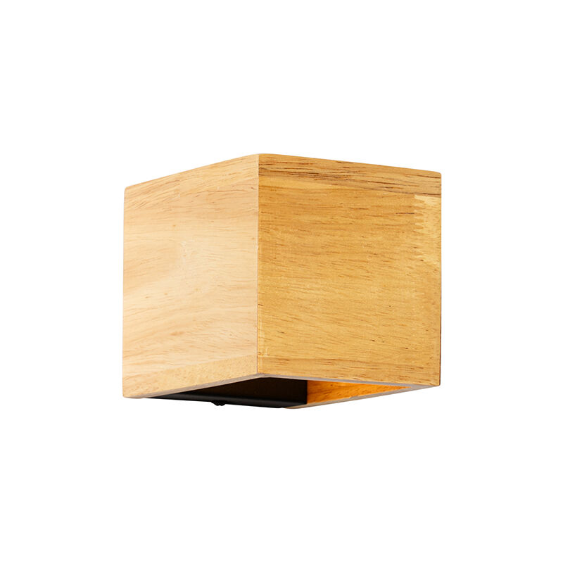 foto del prodotto appliques transfer rustico legno,acciaio legno quadrato g9 max. 1 x 2.5 watt qazqa