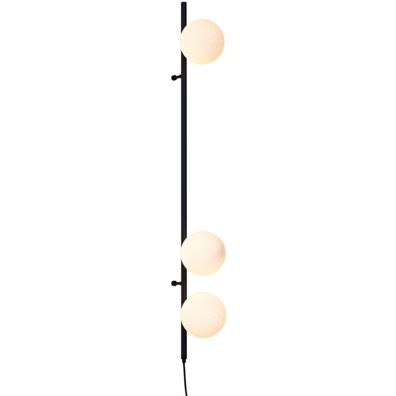 foto del prodotto appliques vertical design metallo,vetro nero bianco sfera oblungo max. 3 x watt qazqa