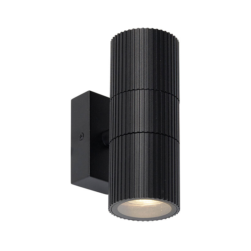 foto del prodotto appliques vigo industriale alluminio,vetro nero tondo max. 2 x watt qazqa