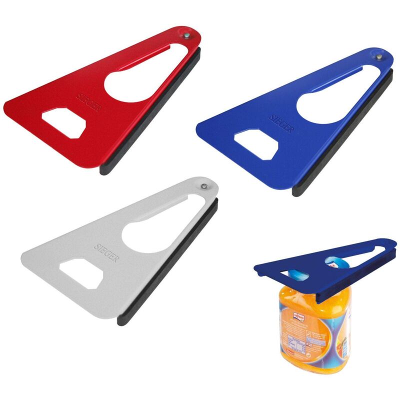 foto del prodotto apri tutto multi uso con aletta in gomma, apribottiglie e apriscatole, lunghezza 17 cm, acciaio gomma, sieger twist, colori assortiti 
