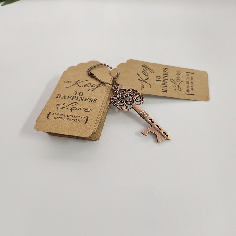 foto del prodotto apribottiglie con chiave, apribottiglie vintage con chiave a forma di scheletro, con targhetta per la tessera di scorta e portachiavi, regalo