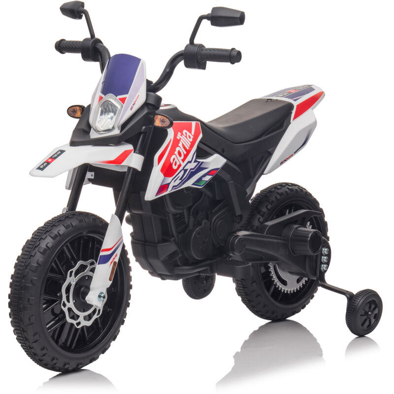 foto del prodotto aprilia moto elettrica per bambini 12v con licenza rx 125 motocross bianca